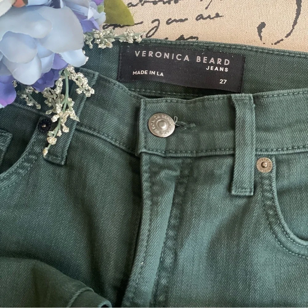 Veronica Beard Debbie High-Rise Skinny Jeans in Evergreen, Size 27